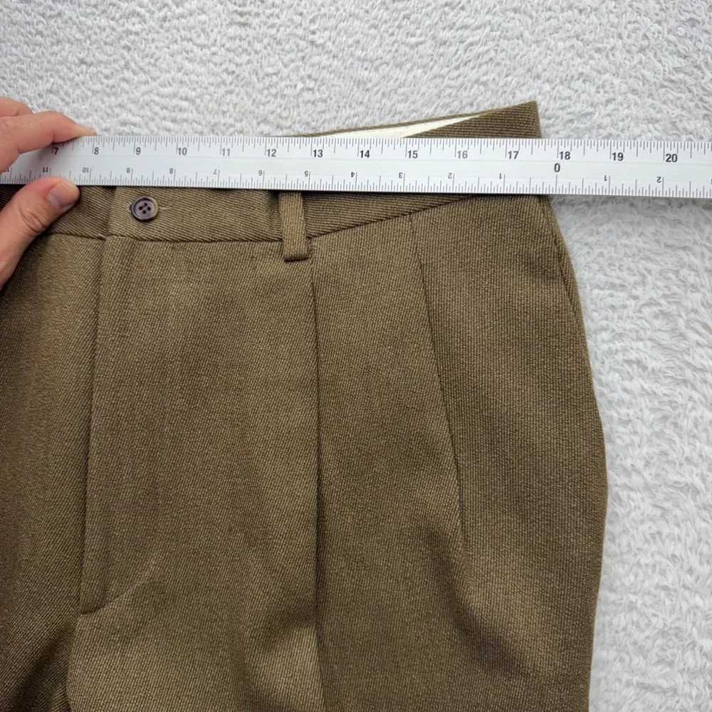 Vintage Banana Republic Mens 36R Wool Trousers Made in Italy Pleated Cuff Brown